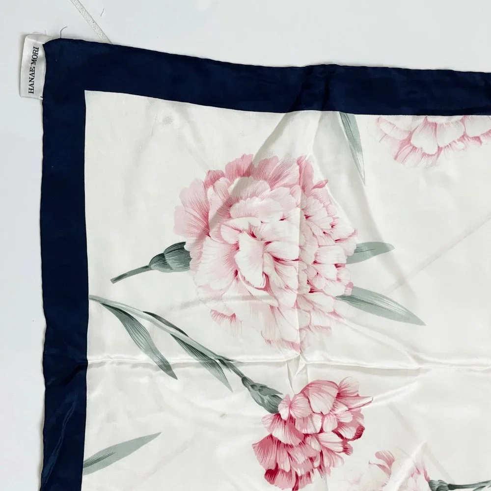 Hanae Mori Silk Scarf Shawl Floral Vintage